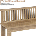 Tribesigns 55-Inch Entryway Bench, Farmhouse Seating Bench with Vertical Stripes Backrest, for Hallway, Kitchen, Living Room, Easy to Assemble, Brown