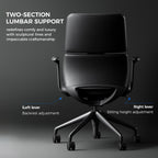 TOMU Genuine Leather Office Desk Chair with Wheels, Ergonomic Leather Executive Chair, Mid Back, Swivel Base with Adjustable Tilt, Modern Style, Luxury Aluminum Frame