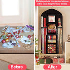 Woodoulogy Hanging Gift Wrapping Paper Storage, 48x24 (Extra Large) Black Double-Sided Christmas Wrapper Bag Container, Oxford Long Craft Roll Organizer, Present Wrap Holder for Closet, Door