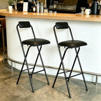Folding Stool with Back,1Pcs Height for Kitchen Counter & Bar Table, Tall Foldable Stool Chair Portable Adult Seat Leather Padded Kitchen Shop Comfortable and Sturdy 29.5 Inch