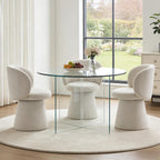 Swivel Dining Chair Set of 1, Modern Chenille Upholstered Boucle Swivel Barrel Chair, Comfy Fabric Accent Side Chairs for Kitchen Dining Living Vanity Room Bedroom, Beige