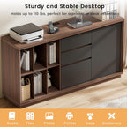 ModernMate File Cabinet with 3 Drawers and Door, Office Storage Cabinet with Charging Station, Home Office Printer Stand Fits Letter/A4 Size, 6 Open Cubes Storage, Adjustable Shelf, Black Walnut