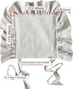 Korean Made Chair Pad 17.5'x 17.5' Slipcover Chair Cushion Cover with Ties and Ruffle Farmhouse Decor No Cushion Insert, Stocking Stuffer Gift for Mom (Vanilla)