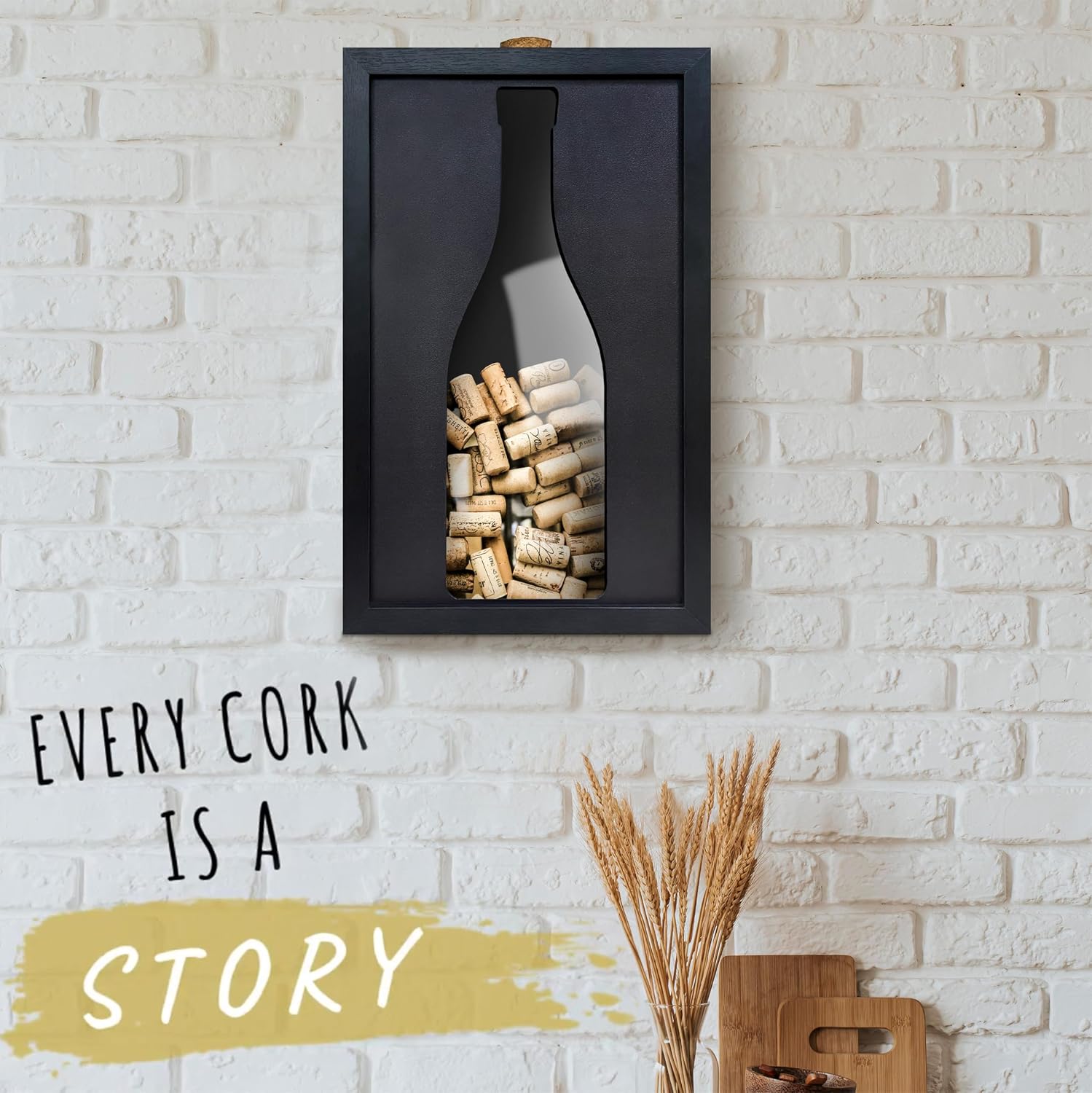 flinelife Wooden Wine Cork Holder, 13x8, Wine Cork Collector Shadow Box - Perfect for Wine Lover Gift