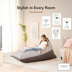 Huddle Original Stuffed Animal Storage Chair Washable Bean Bag Cover (No Filler) for the Perfect Kids Bean Bag Chair. XL Bean Bag Stuffed Animal Storage Bags | Store 100+ Toys 100% Cotton Canvas Grey