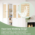 Bifold Door for 48" x 80" Opening, Preassembled Faux Cane Webbing Folding Door with Hardware Kit, MDF Surface, Interior Door Panel for Closet, Pantry & Laundry