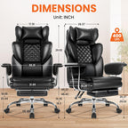 NEO Chair Big and Tall Offie Chair Gaming Computer Chair High Back Heavy Duty Desk Chai with Lumbar Support Adjustable Recliner Footrest Wide Seat Leather Executive Home with Wheels (Leather Black)