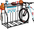 BIRDROCK HOME Bike Rack Garage Storage Floor Stand - Freestanding Organizer for Outdoor Yard - Upright Wall Mount for Scooters, Rakes, Motorcycles, Hoverboards, Gloves - Holds 4 Bicycle - Black
