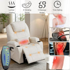 AHMED Rocking Recliner Nursery Chair, Dual Motor Power Swivel Glider Recliner with Heat & Massage, Nursery Recliner Chair with USB A/C Ports, Cup Holders & LED Light for Living Room & Bedroom, Beige