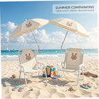 Kids Beach Chair with Umbrella, Kids Beach Chair with Umbrella, Foldable Toddler Lawn with Sun Shade for/Pool/Camping/Fishing, Bunny