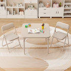 Garvee 3-Piece Kids Folding Table and Chair Set, Padded Toddler Activity Table with 2 Chairs, Easy-Fold Pinch-Free Design, Portable Children's Furniture for Arts, Crafts, Snacks, No Assembly Required