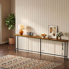 GRLEAF 102 Inch Narrow Sofa Table with Power Outlets, Extra Long Console Table Behind Couch Table with Charging Station, Skinny Entryway Table Thin Table for Living Room, Narrow Spaces (Rustic Brown)