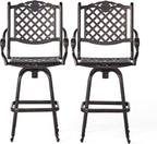 Christopher Knight Home Avon Outdoor Cast Aluminum Bar Stools, 2-Pcs Set, Shiny Copper