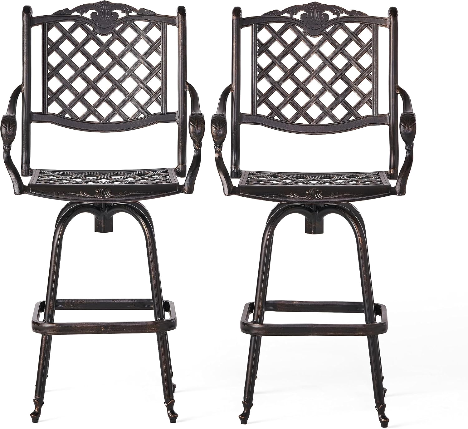 Christopher Knight Home Avon Outdoor Cast Aluminum Bar Stools, 2-Pcs Set, Shiny Copper