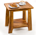 Tinamo Teak Storage Adirondack Side Table - 330LBS Capacity 2-Tier Wooden Outdoor Side Table, Patio Table for Patio, Garden, Lawn - Sturdy Wood Outdoor End Table - Assembly Required (Patent Pending)