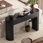 55 Inch Console Table with 2 Drawers, Entryway Tables with Storage,Black | Fluted Sofa Table Behind The Couch, Hallway Tables, Mid-Century Modern Foyer Table for Entryway, Hallway, Living Room