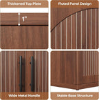 MapleGrace 31.5" Fluted Buffet Cabinet with Storage, Mid-Century Symmetrical Arched Sideboard Credenza with Adjustable Shelf, Large Wood Console Table for Dining Room, Kitchen, and Living Room(Walnut)