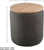 Storage Ottoman - Teddy Fabric Upholstered Ottoman with Wood Top for Living Room, Dorm, or Apartment - Ottomans with Storage by Lavish Home (Dark Gray)