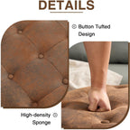 30 Inch PU Leather Round Storage Ottoman with Tray, Modern Upholstered Tufted Coffee Table with Storage, Large Ottoman Footrest Stool for Living Room, Bedroom, Dorm, Light Brown