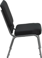 Flash Furniture HERCULES Series 18.5''W Stacking Church Chair in Black Patterned Fabric - Silver Vein Frame, 25"D x 19.25"W x 33.25"H