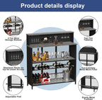 GDLF Home Bar Unit Mini Bar Liquor Cabinet with Storage and Footrest for Home Kitchen Pub (Grey)