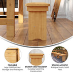 Taylor & Logan Ingles 8' x 12'' Antique Rustic Light Natural Solid Pine Folding Farm Bench with 3 Legs