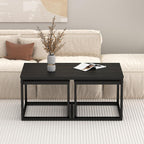 Nesting Coffee Tables,3 Piece Living Room Coffee Table,Industrial Rectangular Coffee Table Set,End Table Side Tables for Living Room Bedroom(Black)