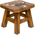 Sea Island Imports Buck Deer Design Hand Carved Acacia Hardwood Decorative Short Stool
