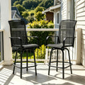 SHGJ&SOFT Outdoor Swivel Patio Bar Stools Set of 2, Bar Height Chairs, Rotating Patio Bar Stools, High Top Patio Chairs Durable Textilence Fabric for Outside,Lawn,Garden,Balcony (Dark Gray, Set of 2)