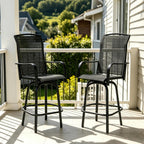 SHGJ&SOFT Outdoor Swivel Patio Bar Stools Set of 2, Bar Height Chairs, Rotating Patio Bar Stools, High Top Patio Chairs Durable Textilence Fabric for Outside,Lawn,Garden,Balcony (Dark Gray, Set of 2)