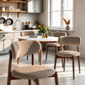 Wooden Dining Chairs Set of 4, Mid Century Modern Upholstered Kitchen Chairs with Solid Wood Legs, 350lb Heavy Duty Padded Side Chairs for Dining Room & Vanity, Camel