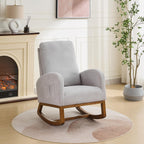 Gentle Rocking Chair, Nursery Chair, Polyester Accent Armchair with High Back, Side Pocket, Rubber Wood Legs, Light Gray, for Living Room or Bedroom