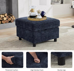 WUTUTUEE 25'' Square Storage Ottoman Module for Modular Sectional Sofa, Living Room Coffee Table Sectional Ottoman Footrest for Convertible Couch, Chenille Navy