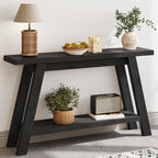Black Console Table, 55Inch Entryway Console Tables 2-Tier Narrow Wood Console Table Behind Couch Sofa Tables for Living Room, Entryway, Hallway (Black)