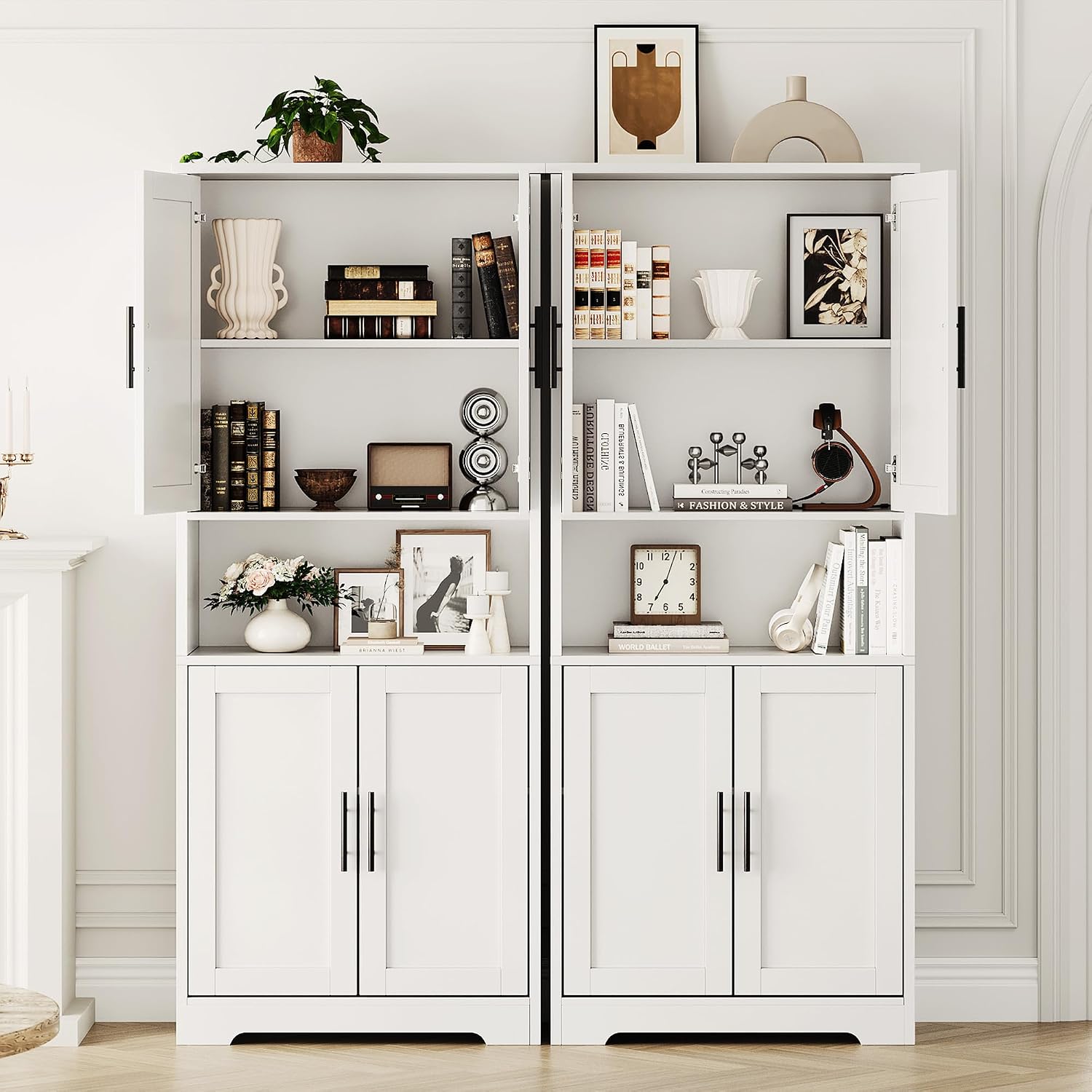 IDEALHOUSE Kitchen Pantry Cabinet, 70in Tall Storage Cabinet with Doors and Adjustable Shelves, Freestanding Cupboard for Living Room, Dining Room, Bathroom (White)