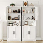 70“ Tall Kitchen Pantry Cabinet,Modern Kitchen Hutch with Microwave Stand & Adjustable Shelves,Ideal for Dining Room, Bathroom, Laundry Room - Modern and Functional Design.White.