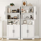 Garvee 70 Inch Tall Storage Cabinet, Kitchen Pantry Cabinet with Doors and Adjustable Shelves, Freestanding Wooden Classic Cupboard for Living Room, Dining Room, Bathroom, White
