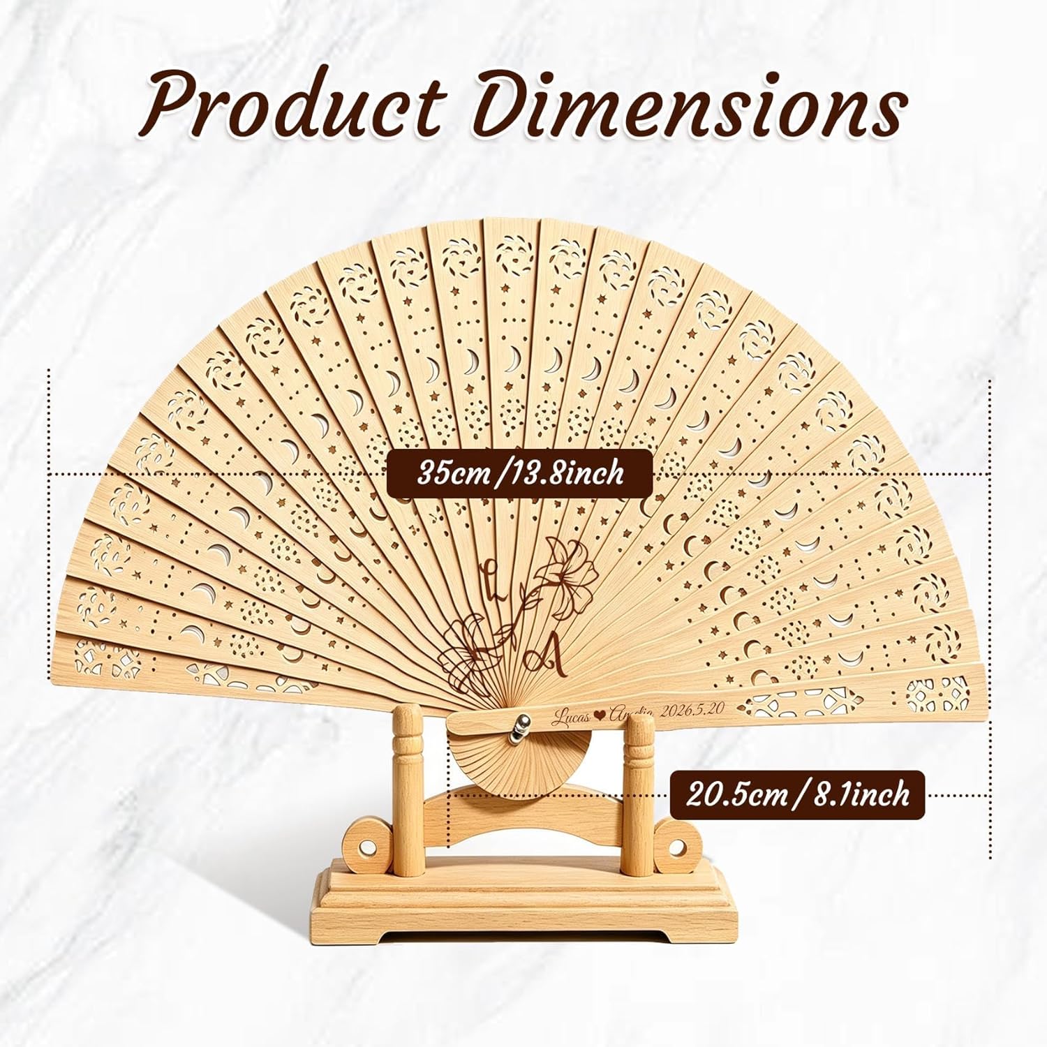10-100 Pcs Personalized Wedding Fans for Guests, Custom Wooden Folding Hand Fan Bulk, Engraved Name Date Wedding Favors, Personalized Hand Fans for Wedding Bridal Shower Baby Shower Party