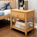Max & Lily® Kids Wooden Nightstand with Drawer & Open Shelf, Solid New Zealand Pine, Low-VOC, Easy Assembly, Pecan