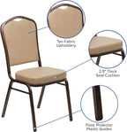 BizChair Crown Back Stacking Banquet Chair in Tan Vinyl - Copper Vein Frame