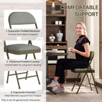 4 Pack Padded Cushion and Back Folding Chairs, Fabric Dining Chair Set with Steel Frame Metal for Home and Office, for Indoor and Outdoor Events, (Fabric Oatmeal Strip)