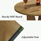 LITTLE TREE Round Bar Table, 31.5 Inches Counter Height Cocktail Table, Wooden High Top Home Bar Unit for Pub, Bistro, Home, Kitchen, Dining Room, Small Space, Brown