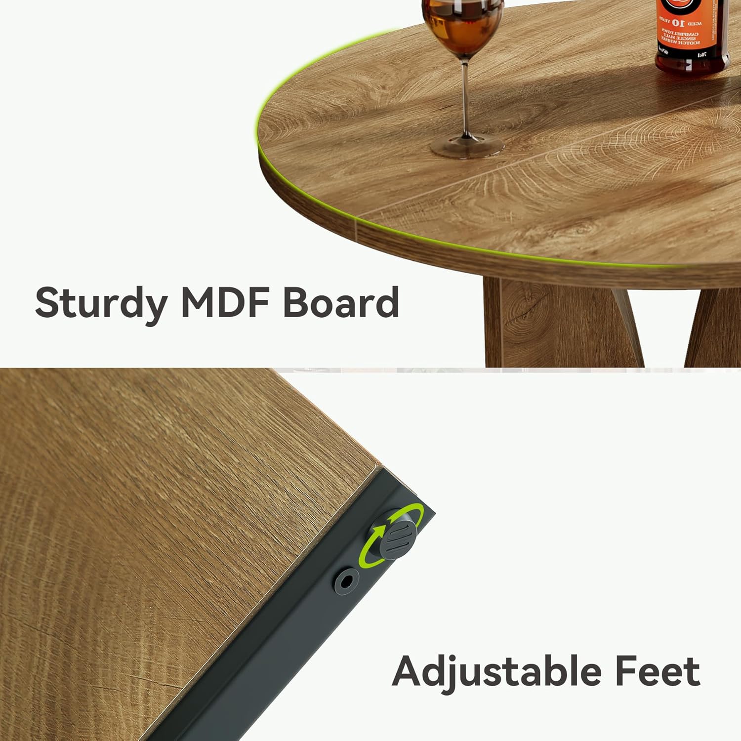 LITTLE TREE Round Bar Table, 31.5 Inches Counter Height Cocktail Table, Wooden High Top Home Bar Unit for Pub, Bistro, Home, Kitchen, Dining Room, Small Space, Brown