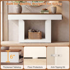 Homieasy Console Table, 47" Entryway Table with LED Lights & Charging Station, Farmhouse Wooden Sofa Table Behind Couch, Narrow Hallway Table for Living Room, Foyer, Entry, Antique White & Brown