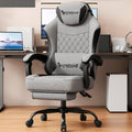Vonesse Gaming Chair, Office Chair with Linen Breathable Mesh Fabric, Desk Chair with Adjustable Lumbar Support, Executive Computer Chairs with Footrest and Headrest (Gray)