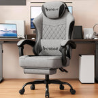 Vonesse Gaming Chair, Office Chair with Linen Breathable Mesh Fabric, Desk Chair with Adjustable Lumbar Support, Executive Computer Chairs with Footrest and Headrest (Gray)