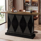 Tribesigns 63" Bar Table, Sturdy Modern Counter Height Pub Table with 2-Tier Storage Shelf and Metal Footrest, Rectangular Wood Home Bar Unit for Kitchen, Living Room, Black
