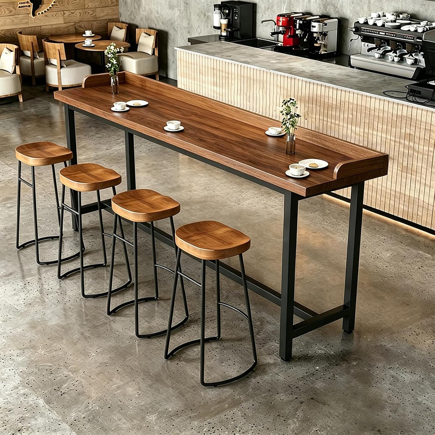 Bar Table,Industrial High Top Pub Table, Long Counter Height Dining Table for Small Space,Kitchen,Dining,Cafe & Restaurant