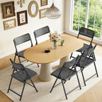 Folding Chair 4 Pack, Foldable Portable Chair with Breathable Molded Plastic Mesh Back & Seat, Sturdy Metal Frame Support up to 400lbs, Indoor Outdoor Foldable Chair for Party,Dinnig,Events,Black