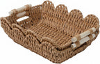 Coeusy 2 Pack Gift Basket, Cute Scalloped Basket with Handles, Decorative Basket for Display,Snack,Shelves, Natural